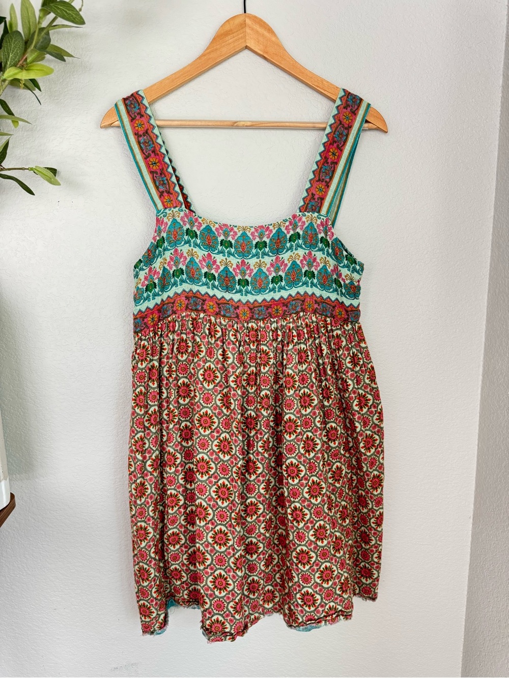 Natural Life Tricia Reversible Mini Dress S Cotton Floral Boho Cottagecore